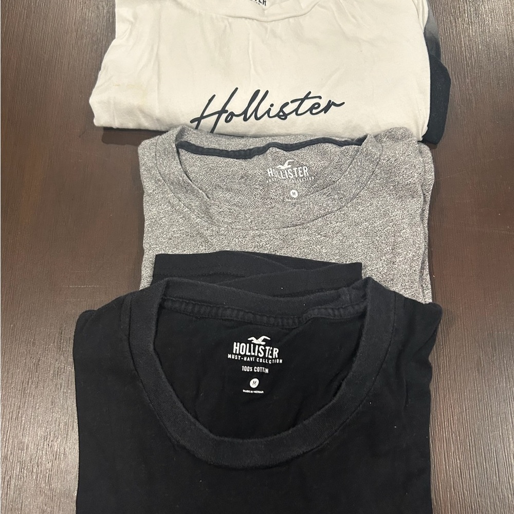 Hollister T-Shirt Bundle - Black, Gray, White